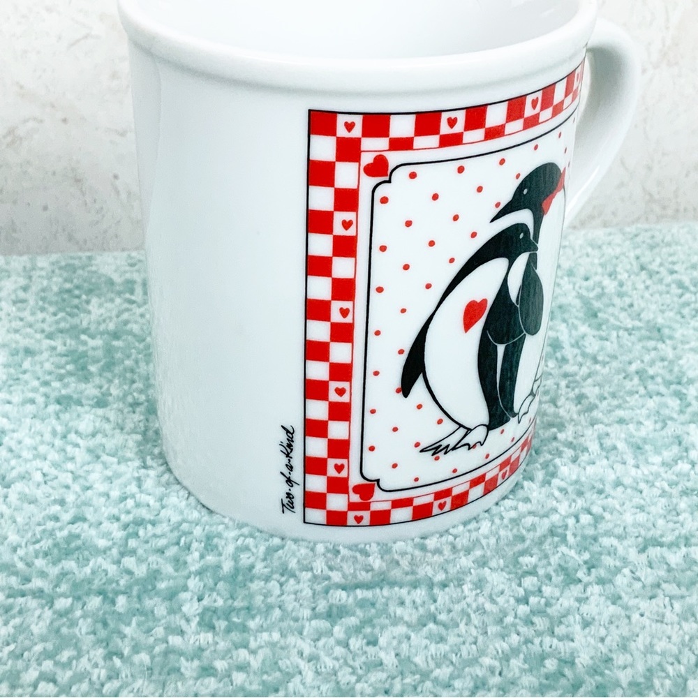 Vintage Papel Penguins Hearts Two Of A Kind Mug Cup Japan - Picture 2 of 7